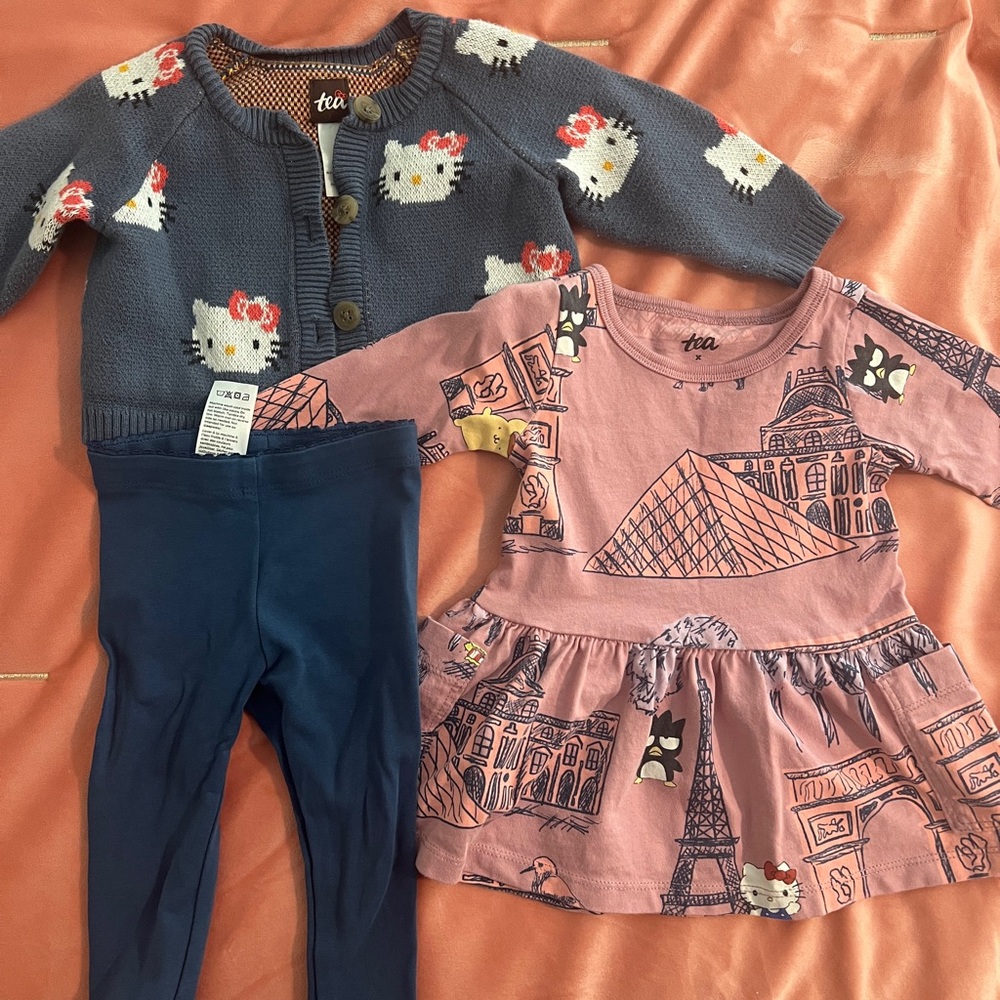 Tea Collection Navy and Pink Hello Kitty Sweater Set